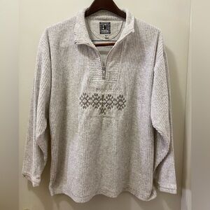 EMI BOULOER  VINTAGE Gray Zip-Up Sweater with Pattern SIZE M